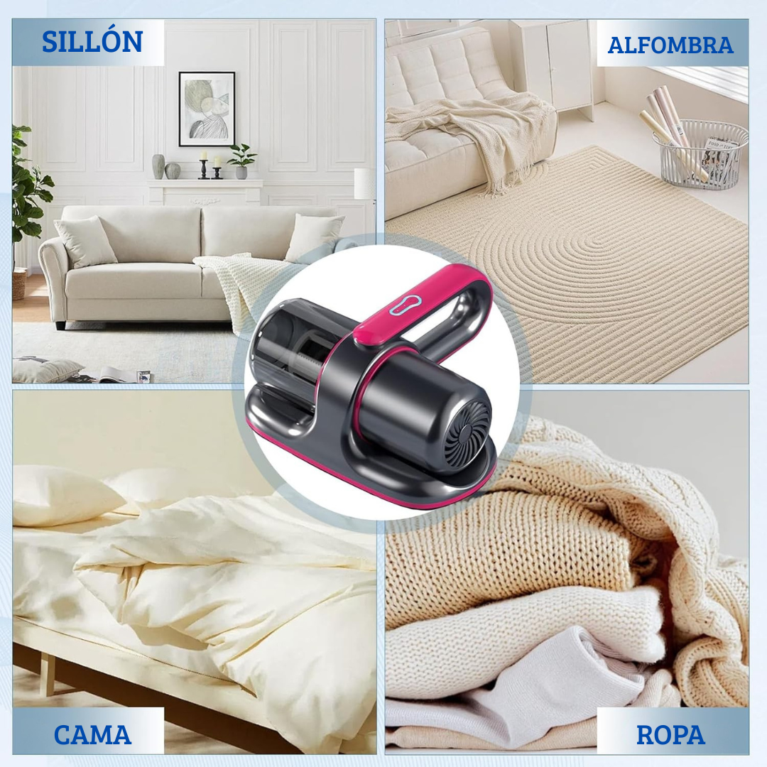 Aspiradora de Mano Antiácaros Inalámbrica con Tecnología UV Recargable.